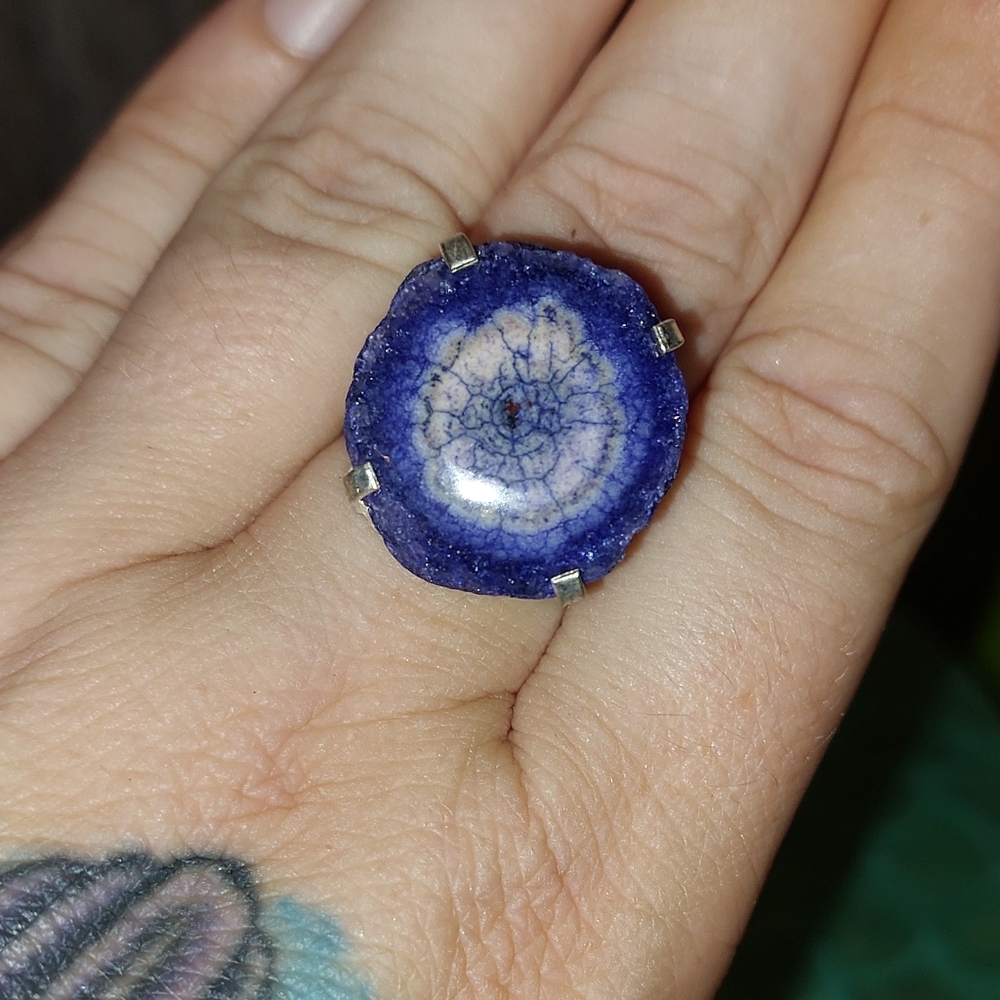 Blue Solar Quartz Ring Size 8.25